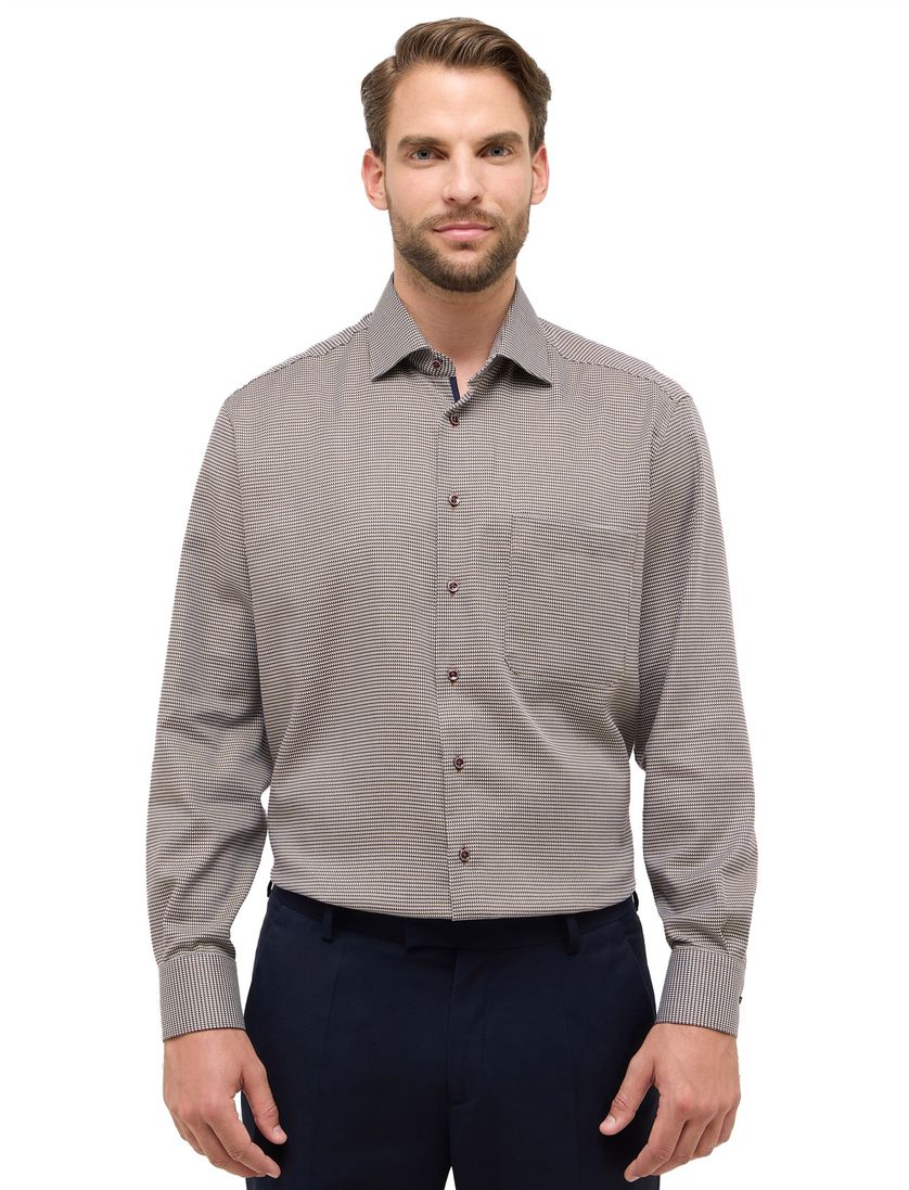 business overhemd Eterna Comfort Fit bruin