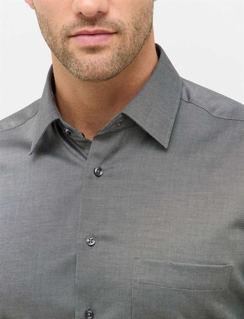 Eterna overhemd print grijs katoen normale fit