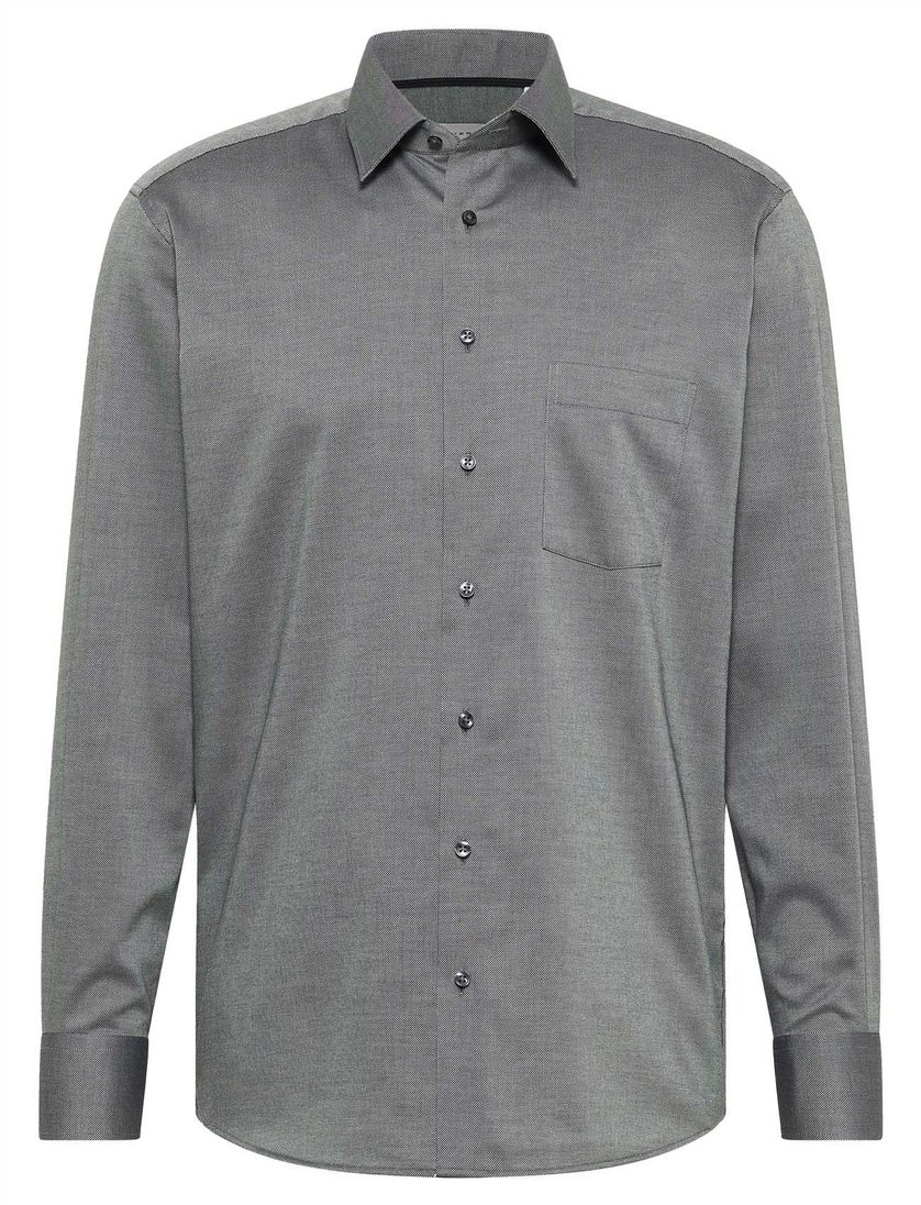 Eterna overhemd print grijs katoen normale fit
