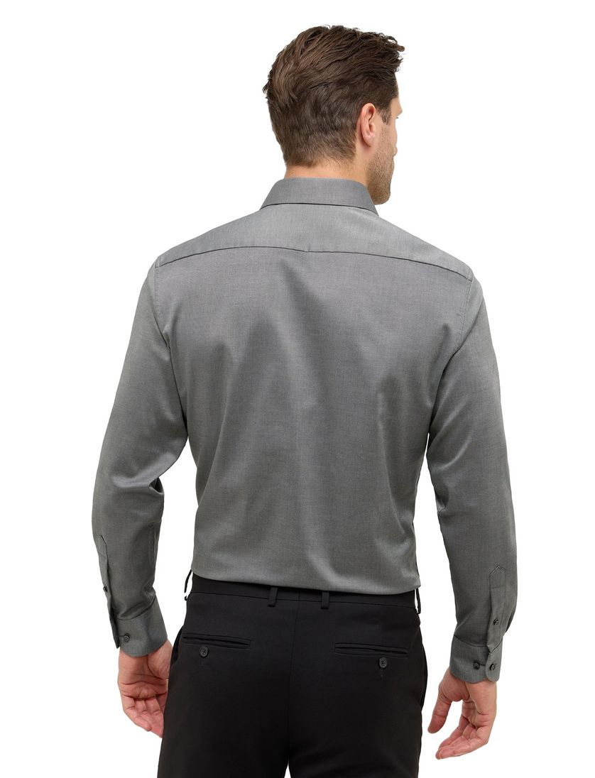 Eterna overhemd print grijs katoen normale fit