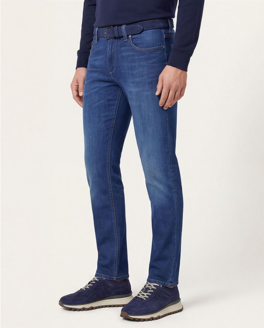 Alberto jeans blauw slim fit effen