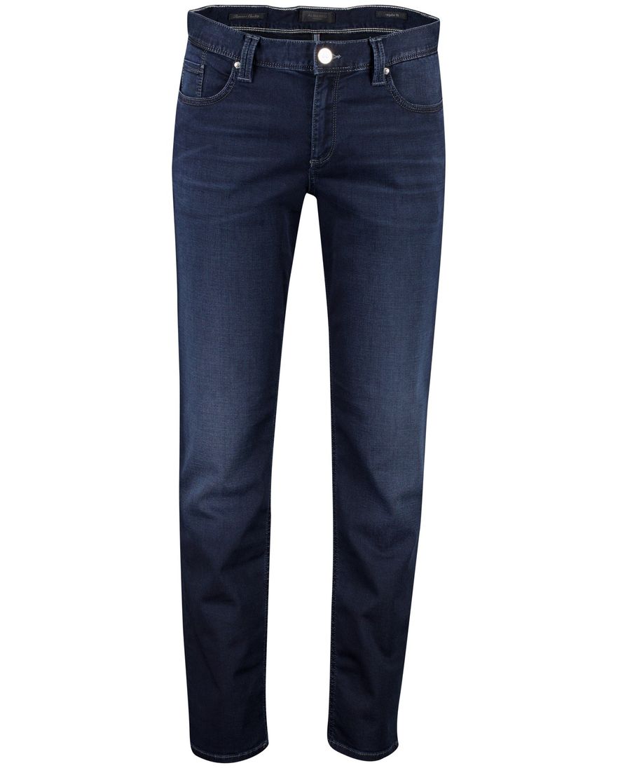 Alberto slim fit broek 5-pocket blauw