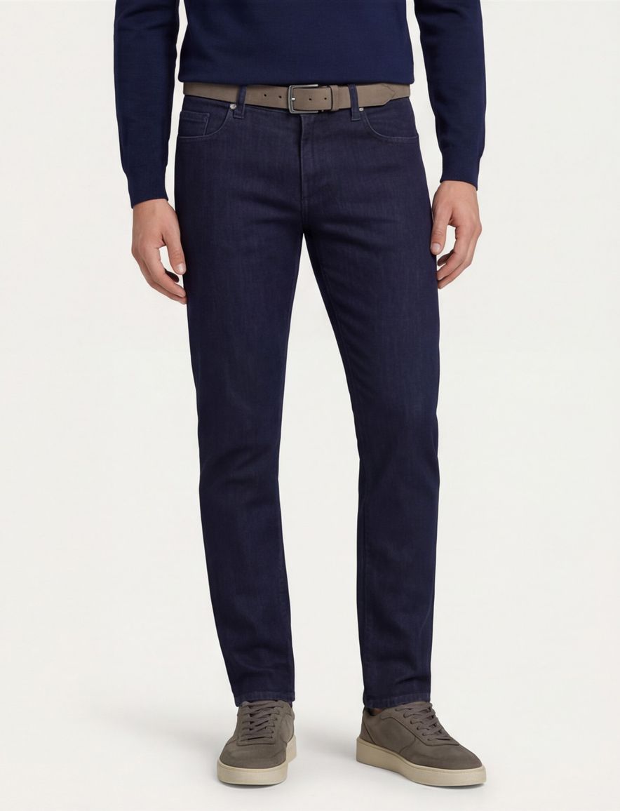 Alberto 5-pocket jeans effen donkerblauw