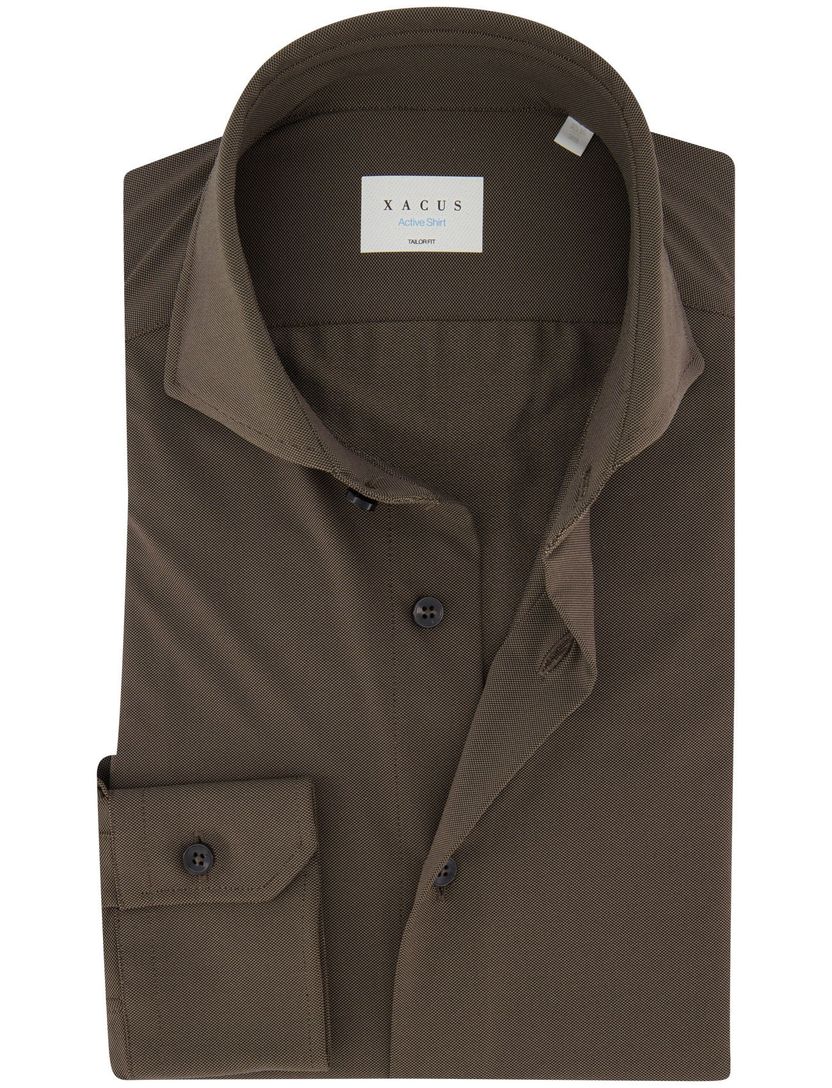 Business overhemd Xacus Active shirt bruin slim fit