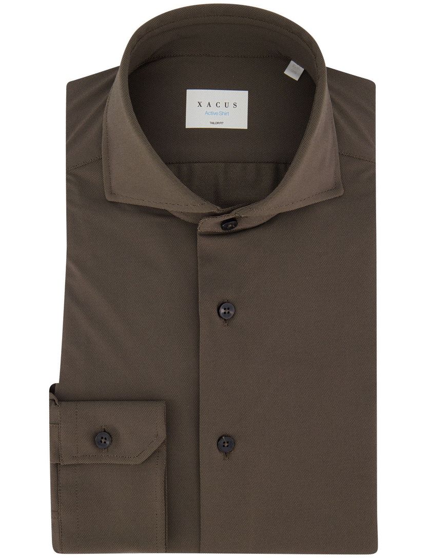 Business overhemd Xacus Active shirt bruin slim fit