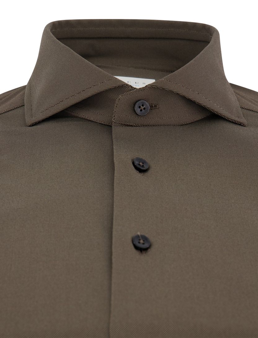 Business overhemd Xacus Active shirt bruin slim fit