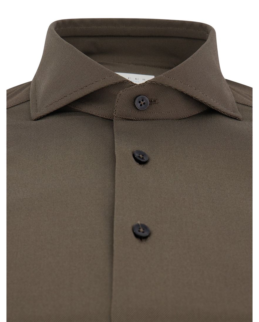 Xacus Active shirt business overhemd bruin effen