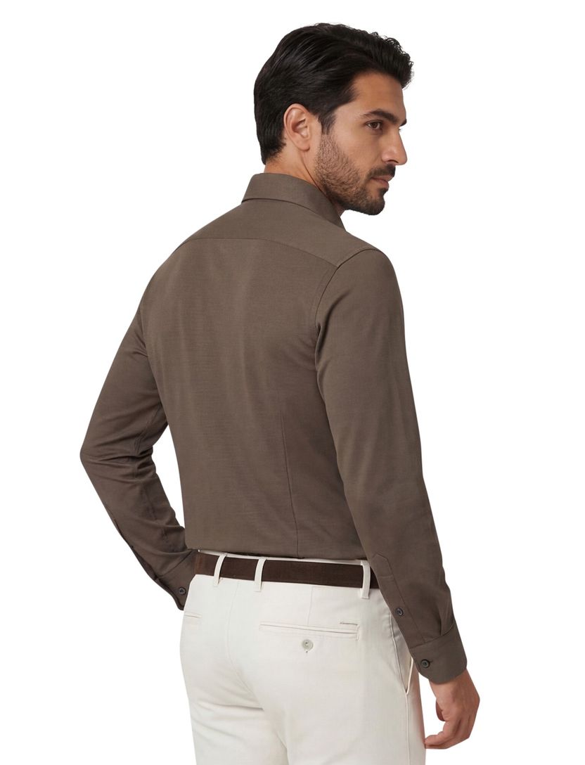 Business overhemd Xacus Active shirt bruin slim fit