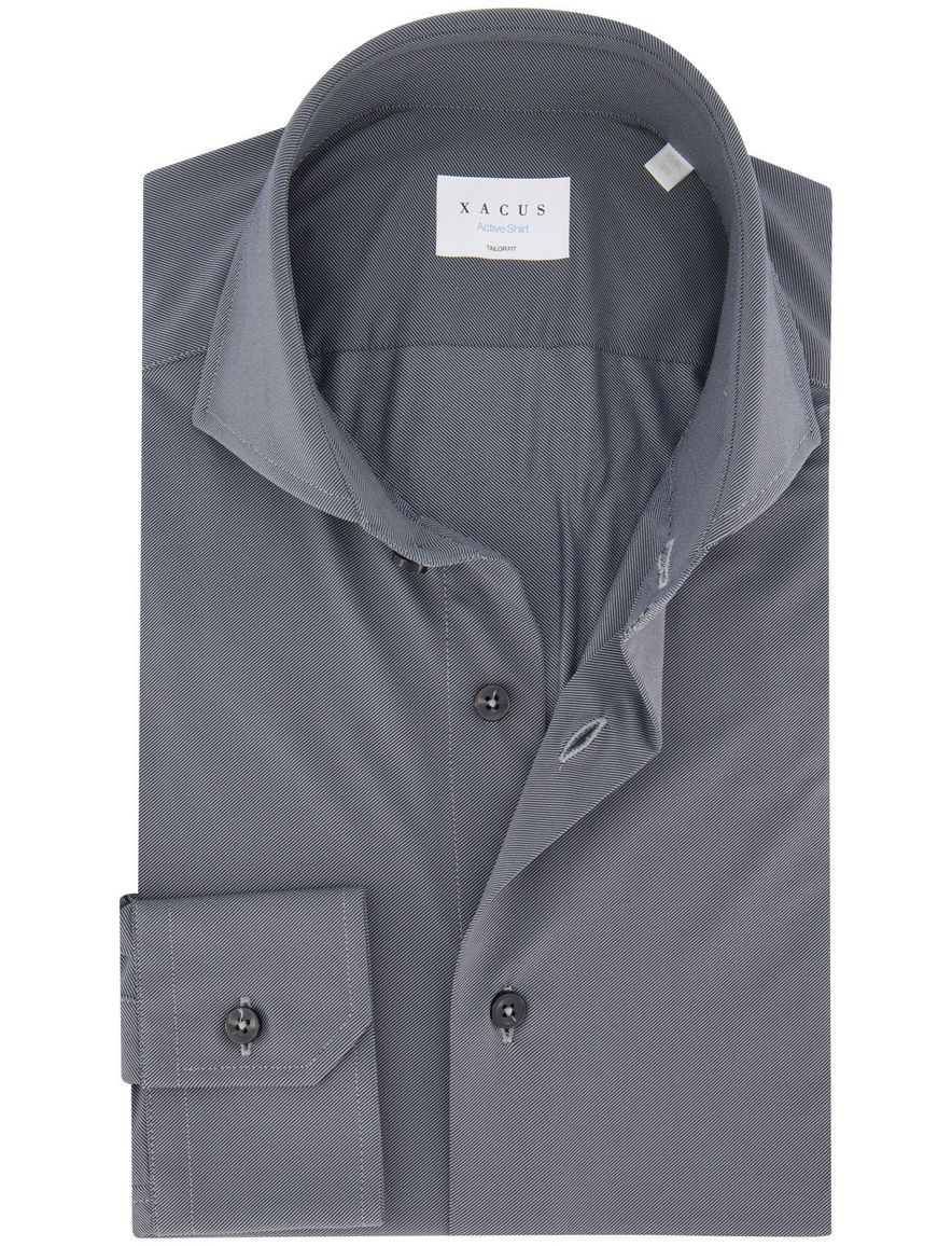 Xacus overhemd grijs tailored fit polyamide