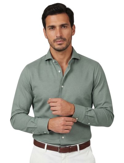 Xacus Xacus tailored fit overhemd groen Active shirt polyamide