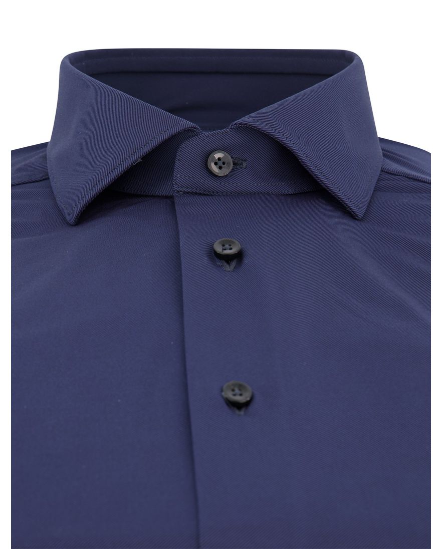 Xacus overhemd donkerblauw tailored fit effen active shirt