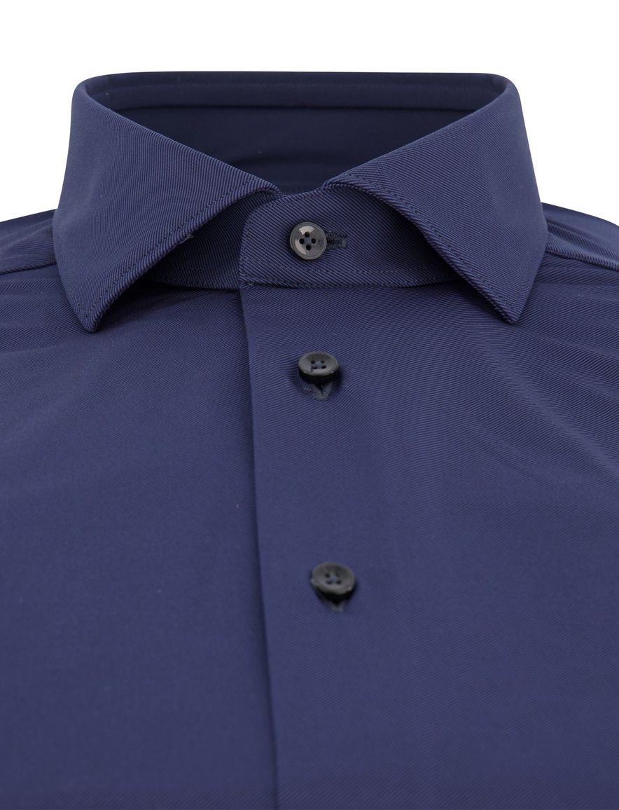 Xacus overhemd donkerblauw tailored fit effen
