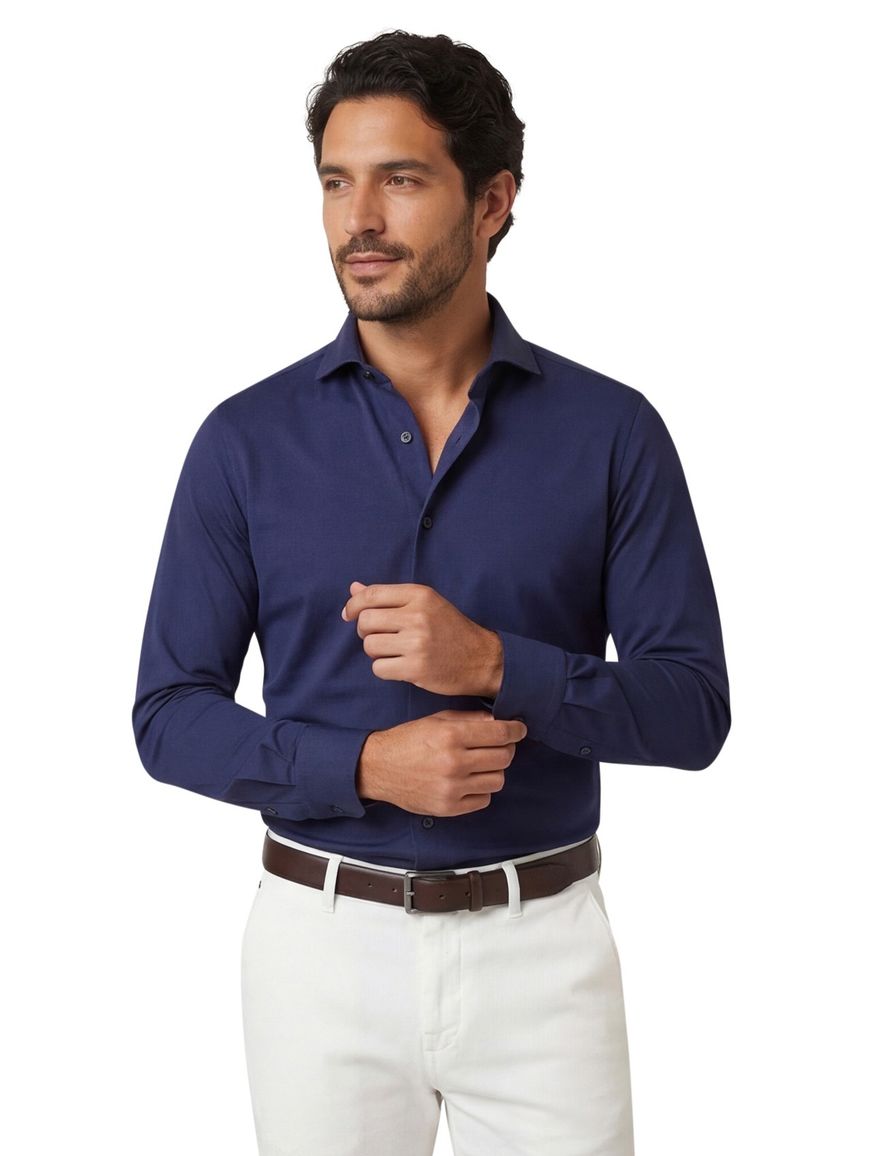 Xacus overhemd donkerblauw tailored fit effen