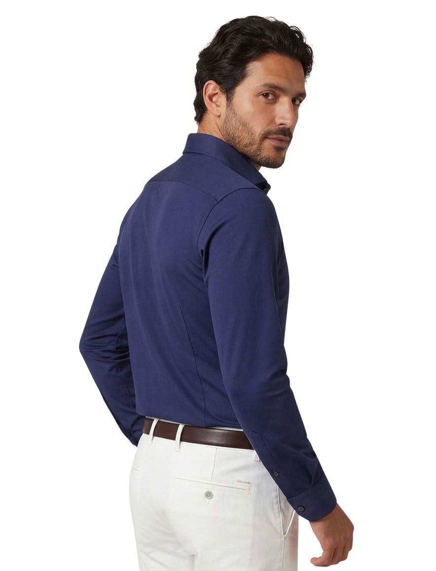 Xacus overhemd donkerblauw tailored fit effen
