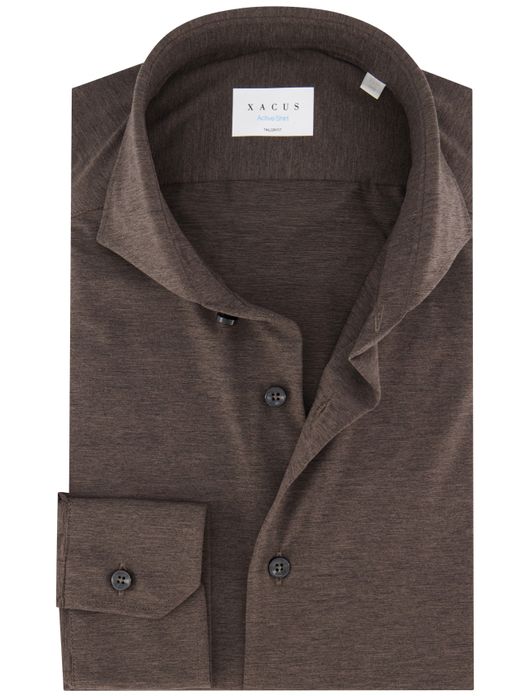 Xacus tailored fit overhemd bruin