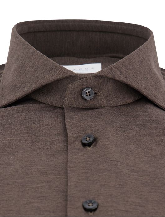 Xacus tailored fit overhemd bruin