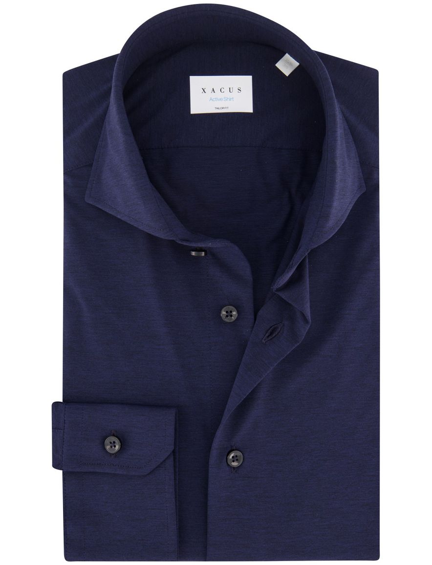 Xacus tailored fit overhemd donkerblauw