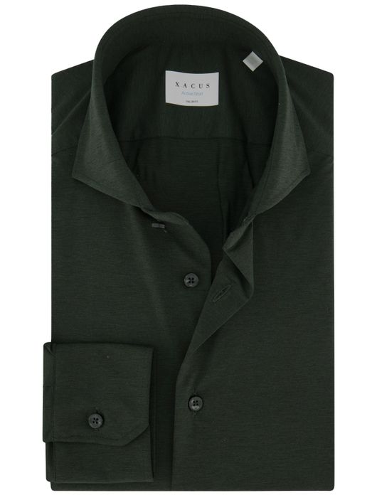 Xacus tailored fit overhemd donkergroen