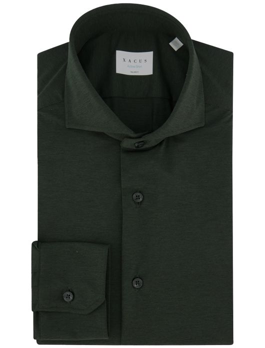 Xacus tailored fit overhemd donkergroen