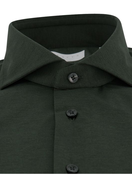 Xacus tailored fit overhemd donkergroen