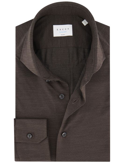 Xacus tailored fit overhemd bruin