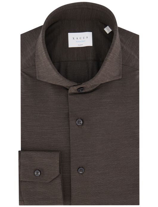 Xacus tailored fit overhemd bruin