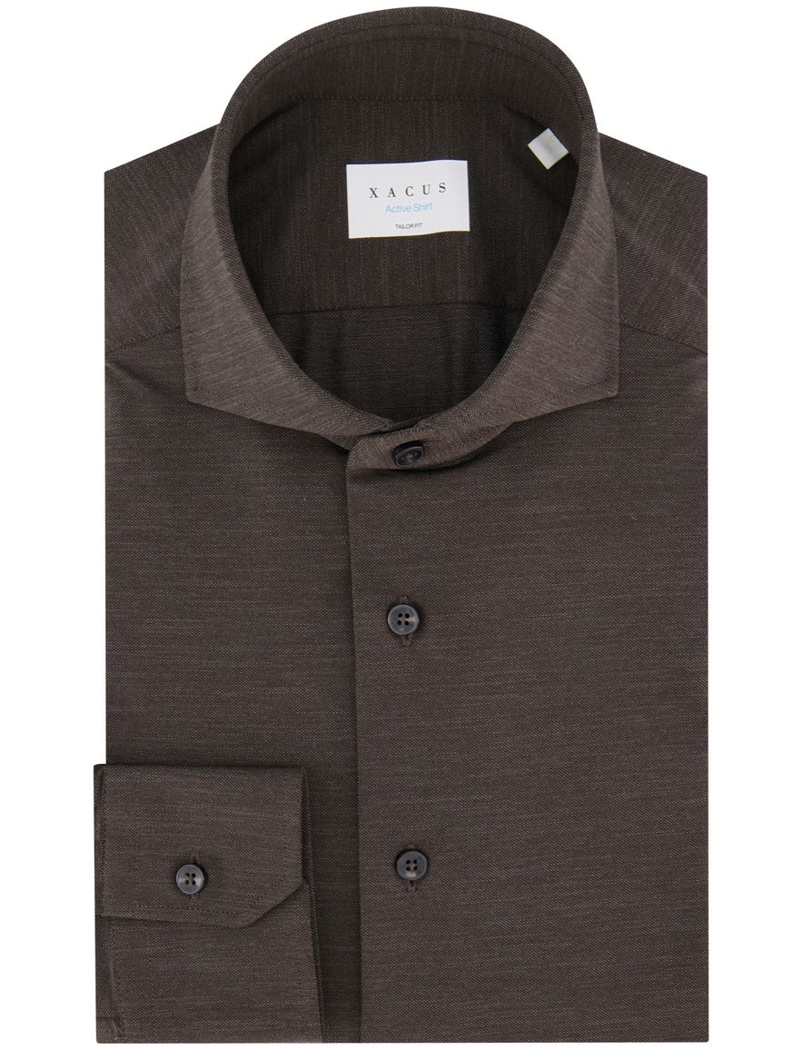 Xacus tailored fit overhemd bruin