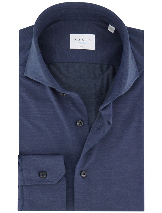 Xacus tailored fit overhemd donkerblauw