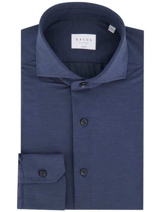 Xacus tailored fit overhemd donkerblauw