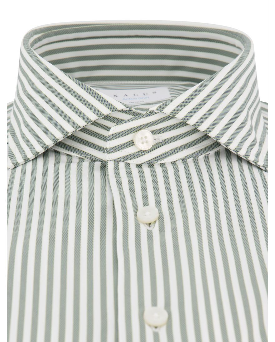 Xacus tailored fit overhemd groen gestreept