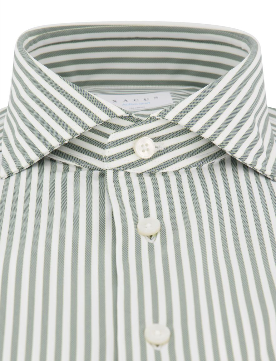 Xacus tailored fit overhemd groen gestreept