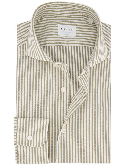 Xacus tailored fit overhemd bruin gestreept