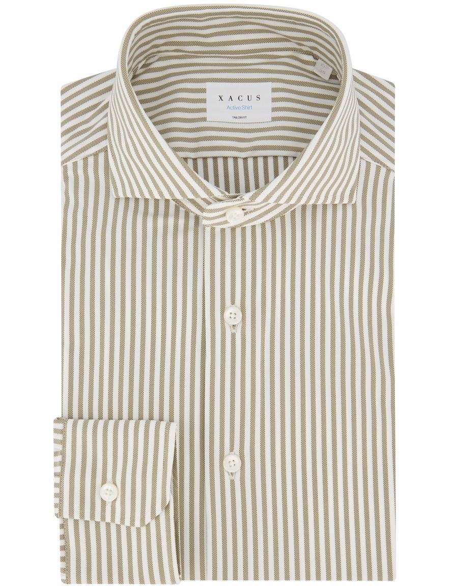 Xacus tailored fit overhemd bruin gestreept