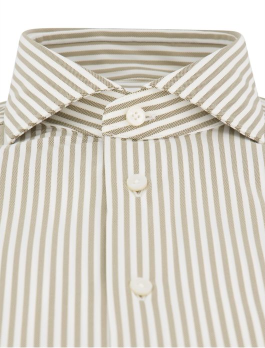 Xacus tailored fit overhemd bruin gestreept