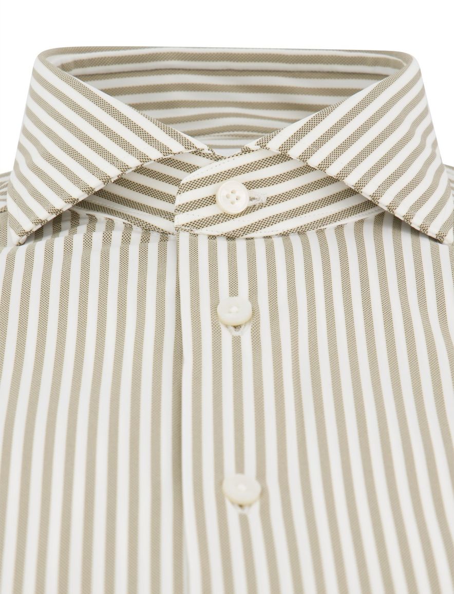 Xacus tailored fit overhemd bruin gestreept