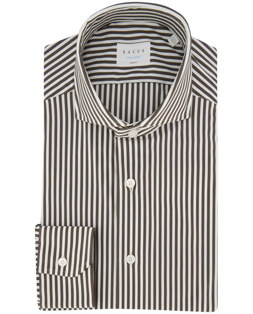 Xacus Active shirt business overhemd bruin gestreept