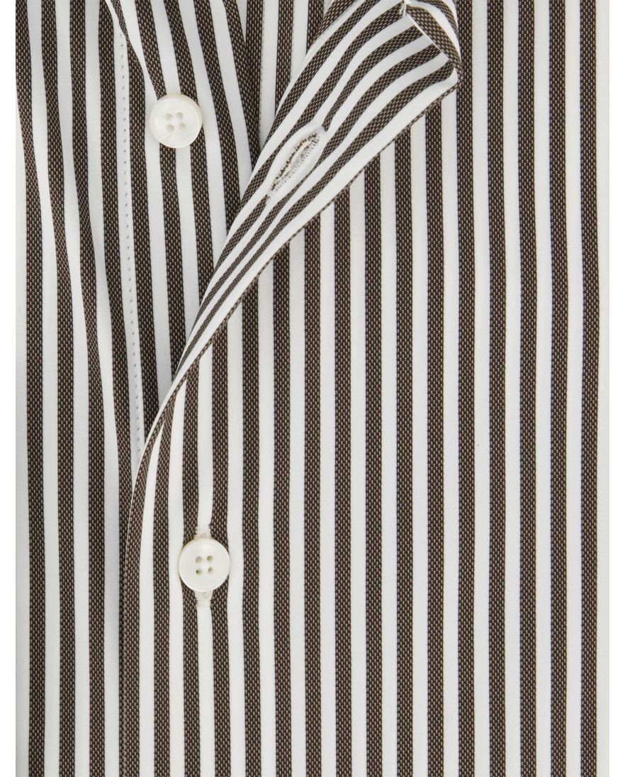 Xacus Active shirt business overhemd bruin gestreept