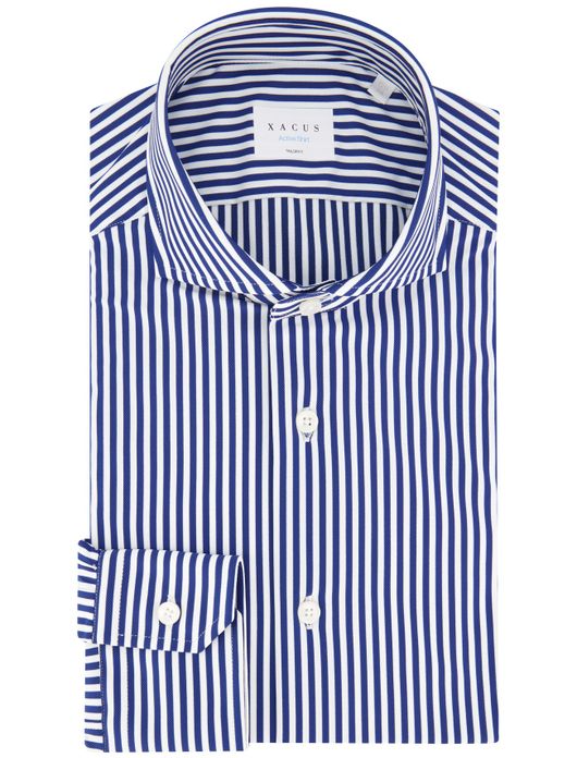 Xacus overhemd blauw gestreept tailored fit