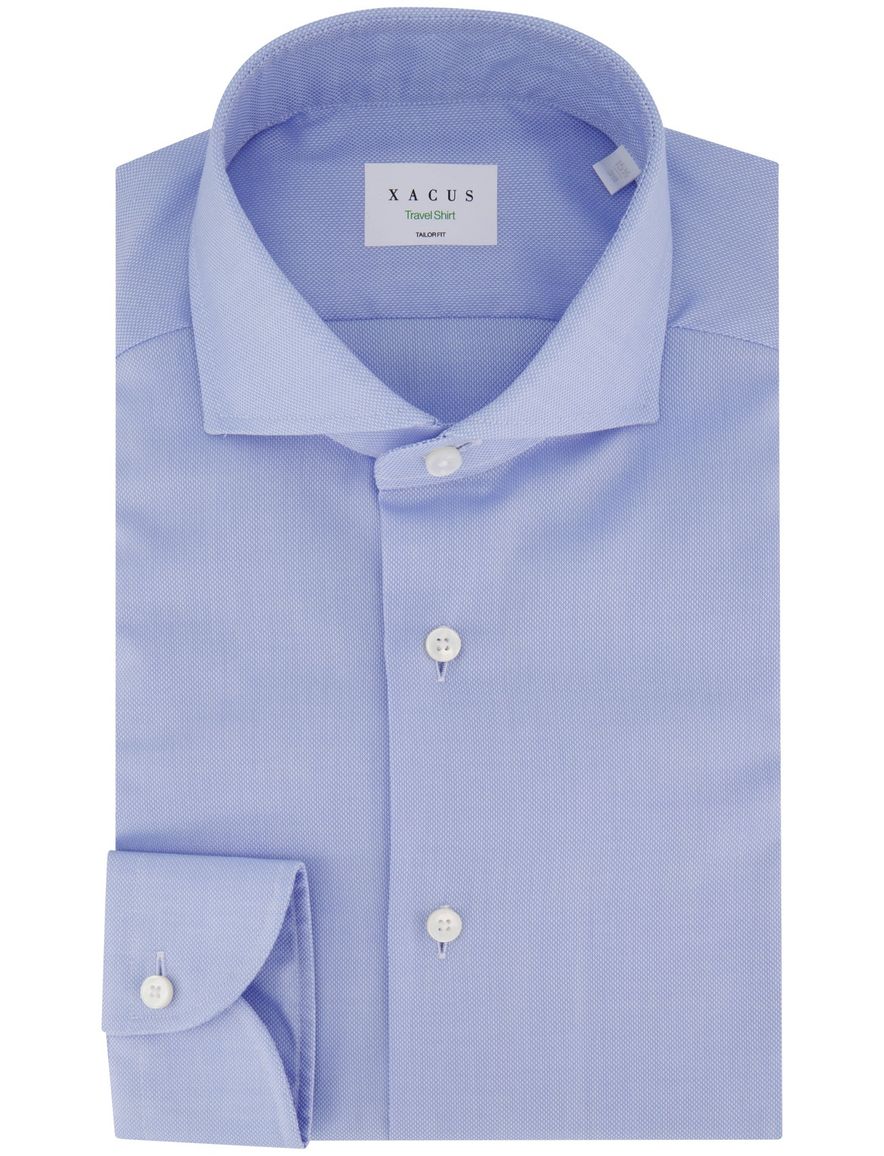 Xacus tailored fit overhemd katoen lichtblauw