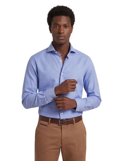 Xacus Xacus tailored fit overhemd katoen lichtblauw cutaway boord