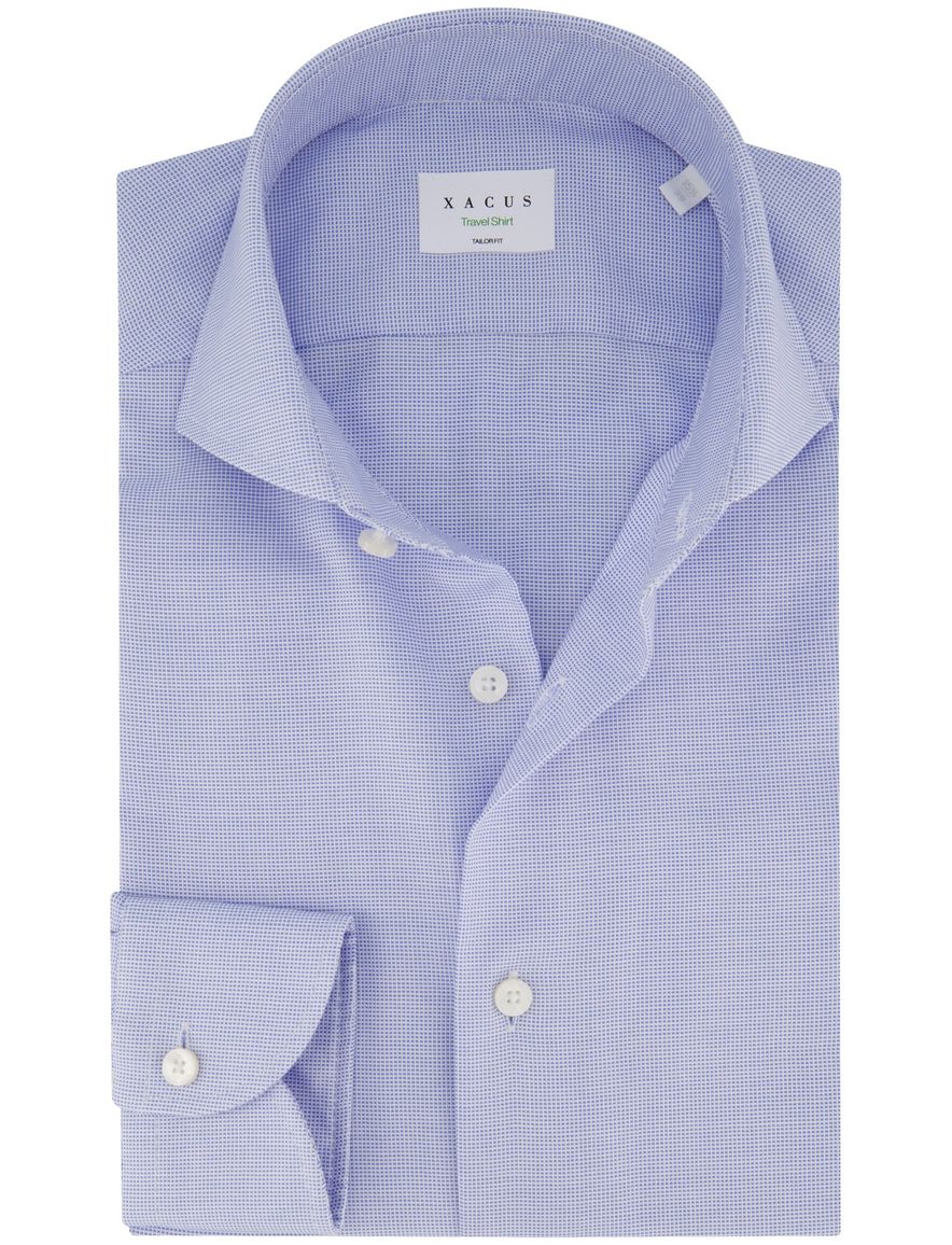 Xacus tailored fit overhemd lichtblauw katoen