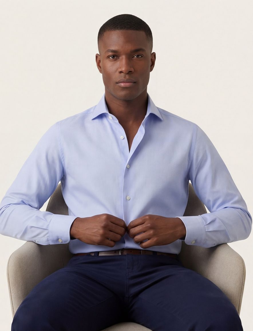 Xacus tailored fit overhemd lichtblauw