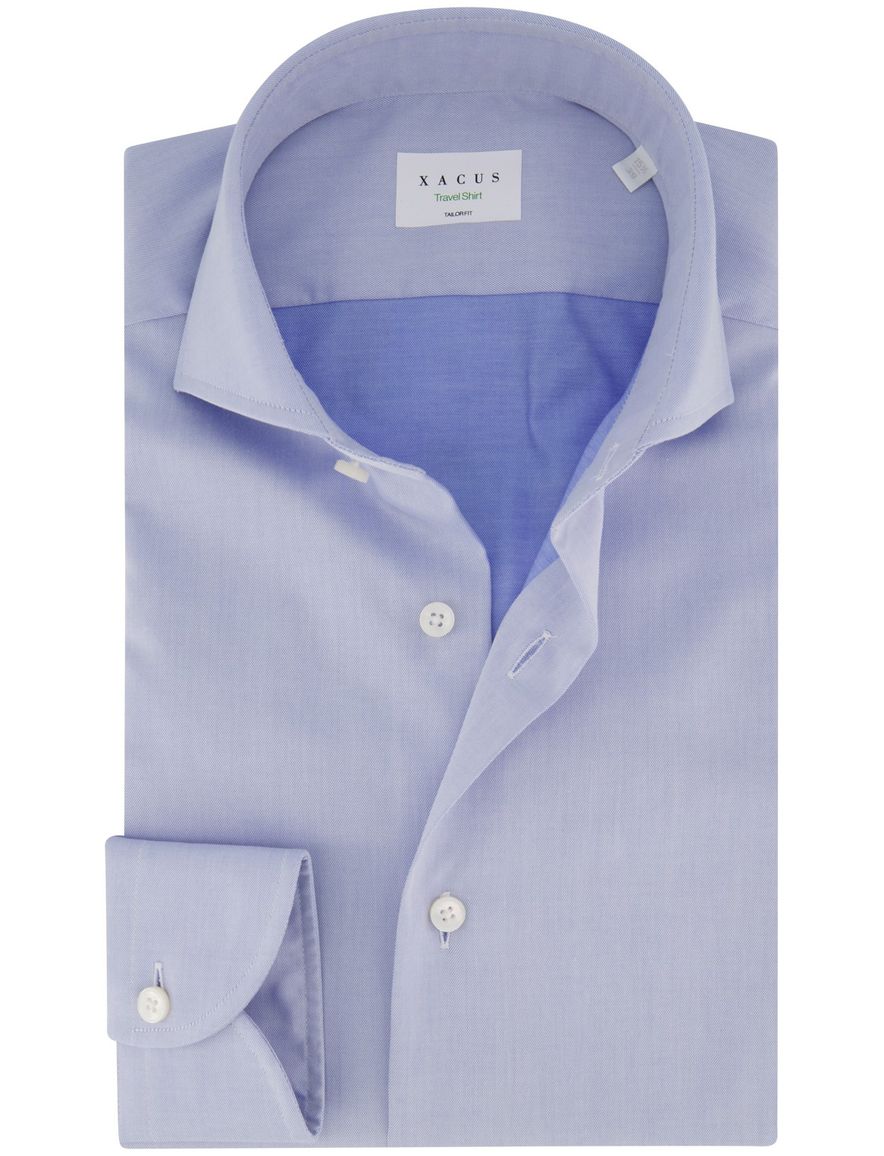 Xacus tailored fit overhemd lichtblauw katoen