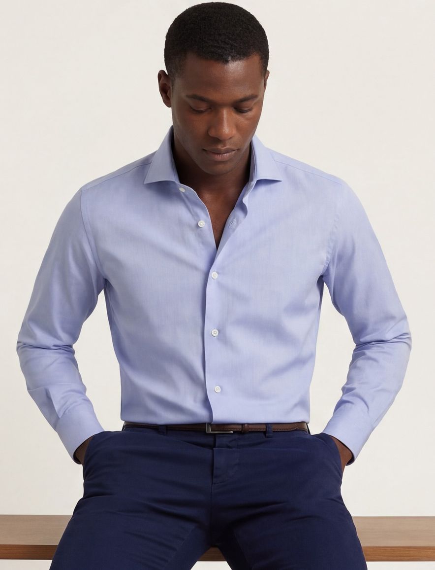 Xacus tailored fit overhemd lichtblauw katoen