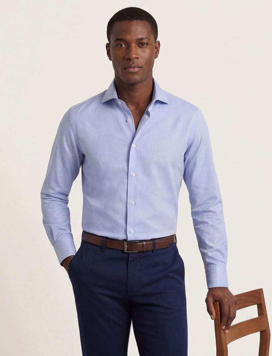 Xacus tailored fit overhemd lichtblauw katoen