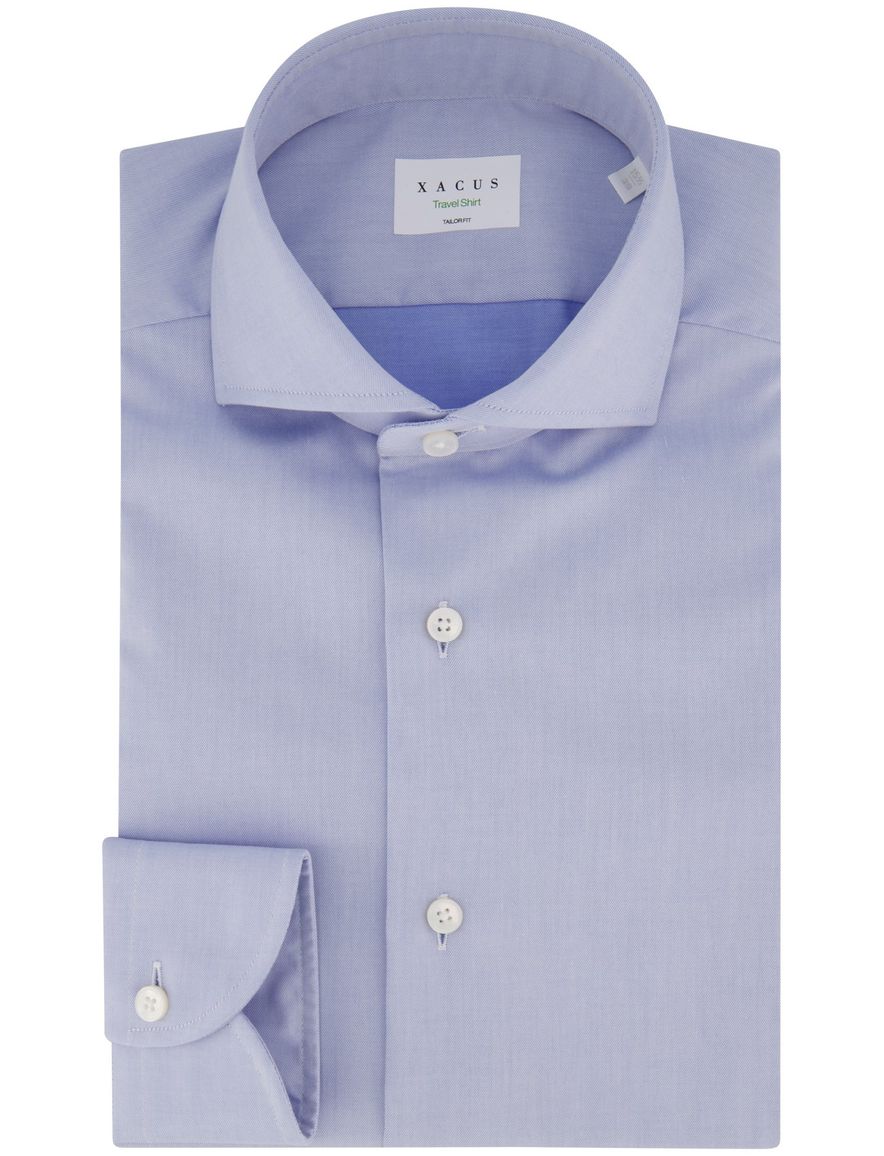 Xacus tailored fit overhemd lichtblauw katoen