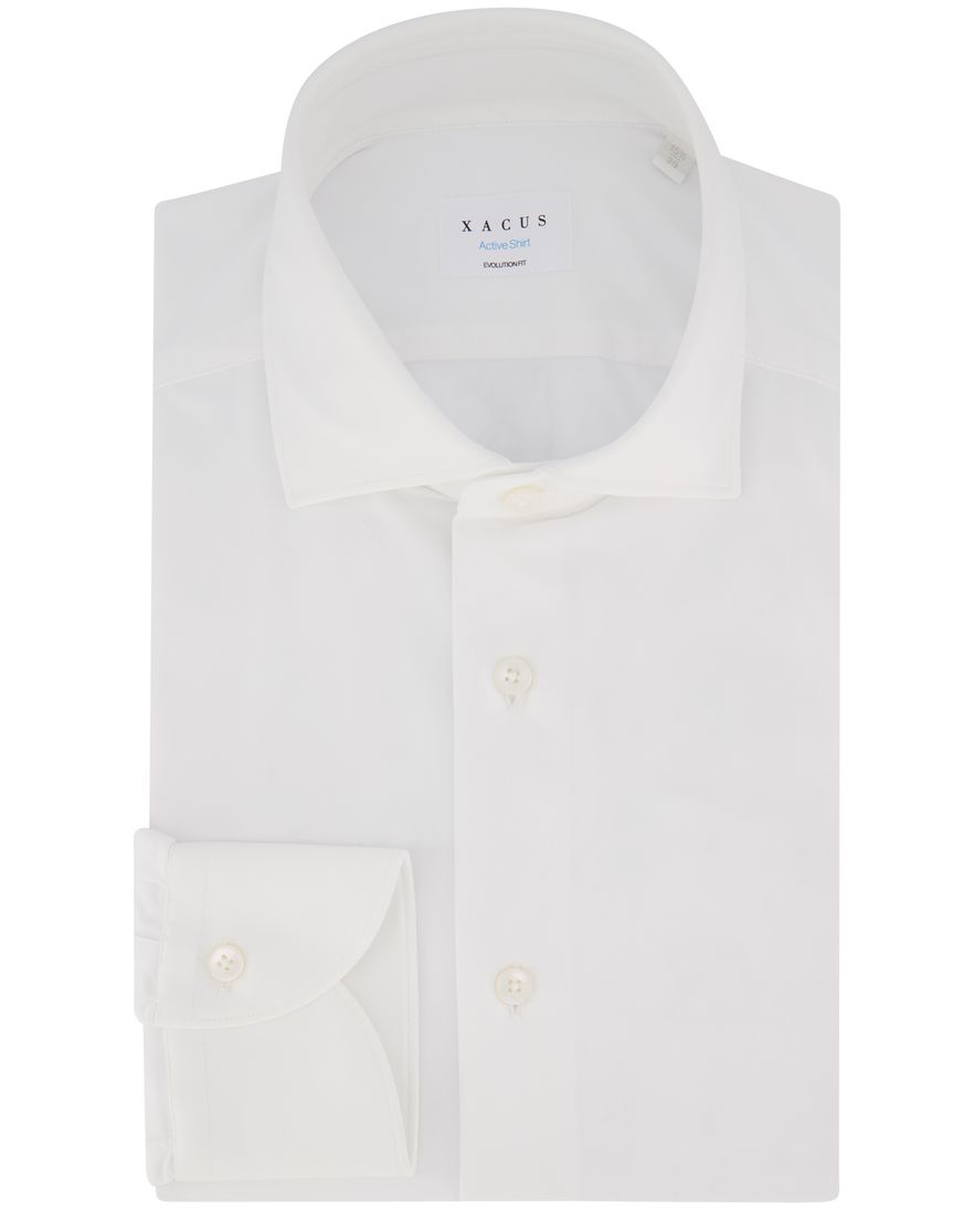 Xacus evolution fit overhemd wit effen