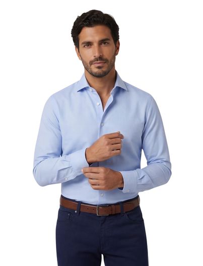 Xacus Xacus evolution fit overhemd lichtblauw semi-wide spread boord