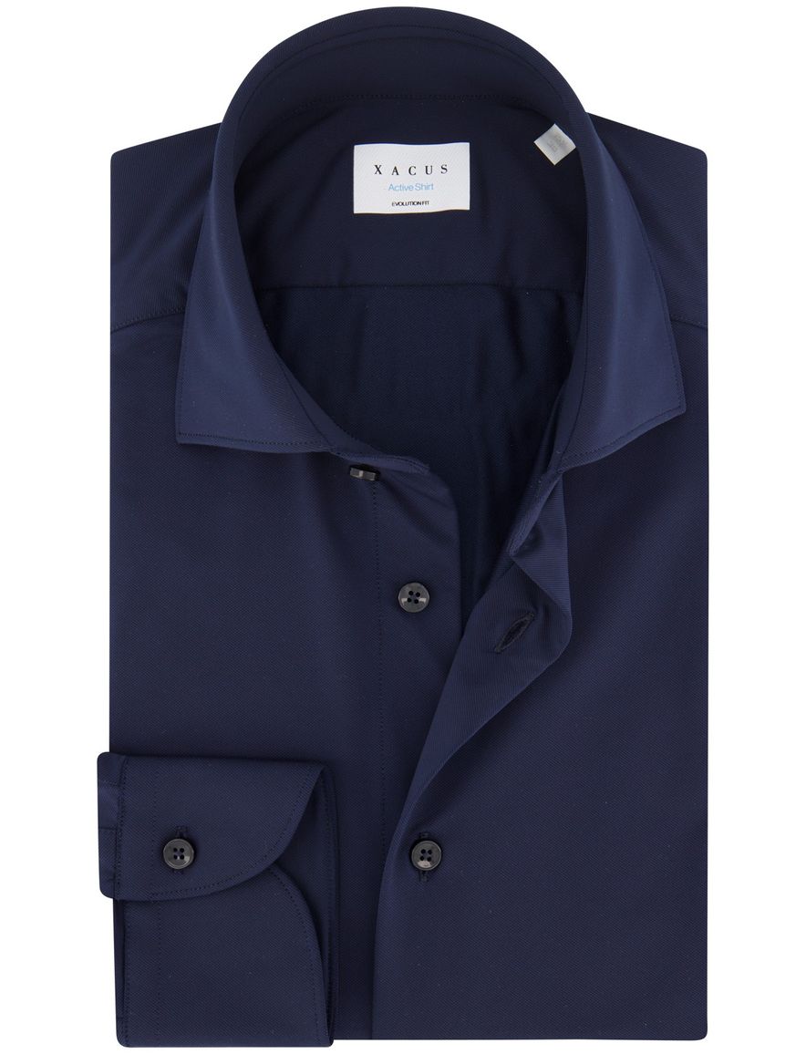 Xacus evolution fit overhemd donkerblauw