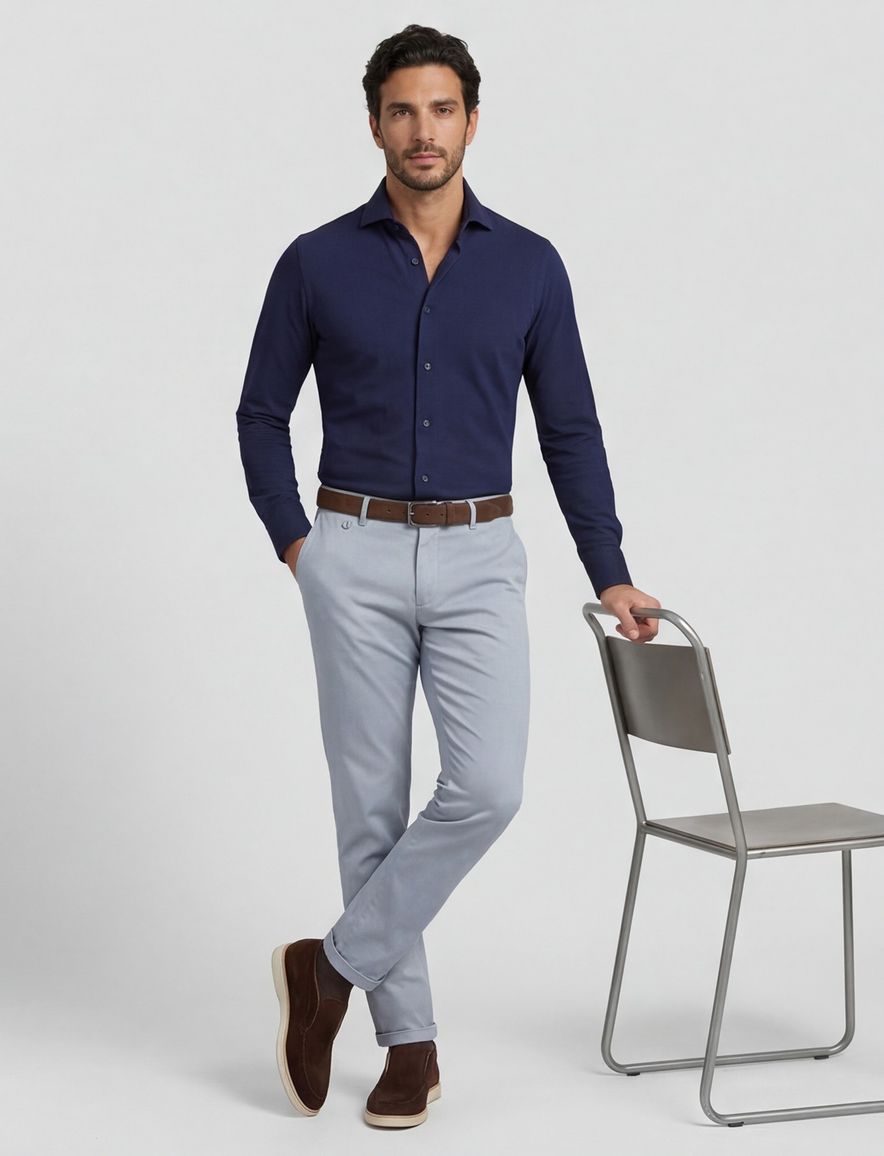 Xacus evolution fit overhemd donkerblauw